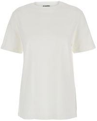 Jil Sander - Crew Neck T-Shirt With Embossed Logo - Lyst