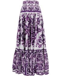 Dolce & Gabbana - Gonna Lunga Stampa Maiolica - Lyst