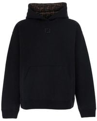 Fendi - Hoodie With Fixed Hood And Ff Embroidery On The Front - Lyst