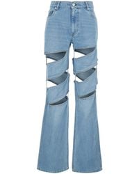Coperni - Light Jeans With Cut-Out Spiral Design And Logo Patch On The Rear - Lyst