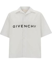 Givenchy - Camicia Bowling Con Stampa Logo Lettering A Contrasto - Lyst