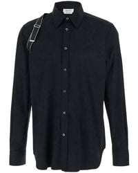 McQueen - Shirt With Classic Collar And Buckle Detail - Lyst