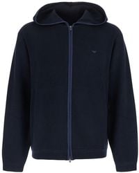 Emporio Armani - Sweater With Zip And Logo Patch On The Front - Lyst