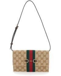 Gucci - Shoulder Bag With Web Stripe And Horsebit Plaque - Lyst