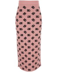 Dolce & Gabbana - Gonna Con Design A Matita E Logo Dg Stampato All-Over - Lyst