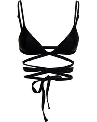 Matteau - Nylon Bikini Top With Crossed Laces - Lyst