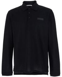 Givenchy - Polo Shirt With Logn Sleeves And Chest Logo Patch - Lyst