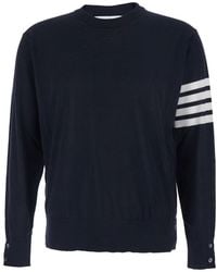 Thom Browne - Crewneck Swwater With 4-Bar On The Sleeve And Ribbed Trims - Lyst