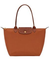 Longchamp - 'Le Pilage Original' Medium Handbag With Two Top Handles And Embossed Logo On The Front - Lyst