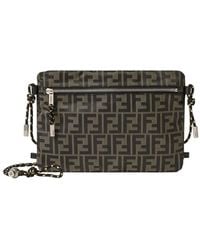 Fendi - Clutch Bag With Rope Shoulder Strap And Zip Closure - Lyst