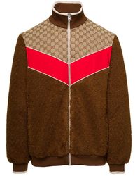 Gucci - High Collar Zip-Up Jacket With Gg Pattern - Lyst
