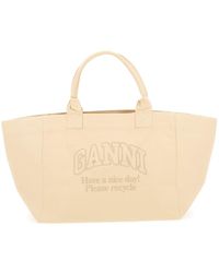 Ganni - 'Xxl' Tote Bag With Tonal Embroidery - Lyst
