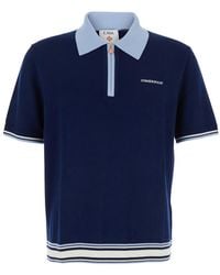 CASABLANCA - Polo Con Colletto Classico E Ricamo Logo Lettering Sul Fron - Lyst