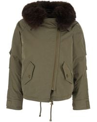 GIOVANNI PARIS - Fur Coat With Removable Fur Collar And Off-Center - Lyst