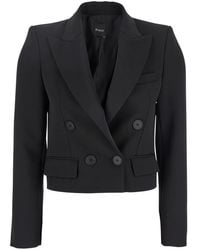 Le Plain - Double-Breasted Cropped Jacket With Peak Lapels - Lyst