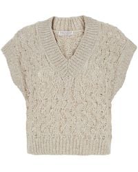 Brunello Cucinelli - Vest With V-Neck And Sequin Detail - Lyst