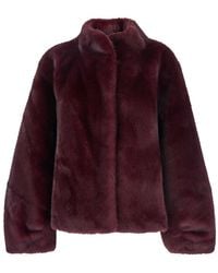 Plain - Fur Jacket With High Neck And Concealed Front Closure I - Lyst