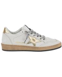 Golden Goose - 'Ballstar' Low Top Sneakers With Logo Patch On The Tongue And Distressed Effect - Lyst