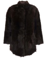 Urbancode - Fur Coat With High Collar And Reversible Design - Lyst