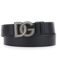 Dolce & Gabbana - Belt With Logo Plaque On The Front - Lyst