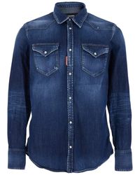 DSquared² - Long-Sleeved Shirt With Classic Collar And Two Front Pockets - Lyst