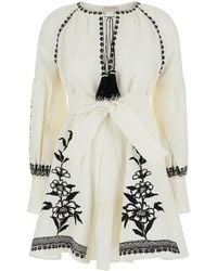 Anjuna - Mini Dress With Floreal Embroidery And Tassels - Lyst