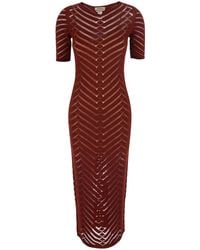 Twinset - Long Dress With Long Sleeves And V-Neck - Lyst