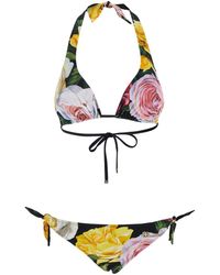 Dolce & Gabbana - Bikini A Triangolo Imbottito Rose E Peonie - Lyst