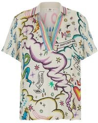 ME 369 - 'Korin' Shirt With V Neck And All-Over Print - Lyst