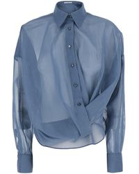 Brunello Cucinelli - Shirt With Off-Center Closure On The Front And - Lyst