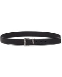 Saint Laurent - Leather Belt With Logo - Lyst