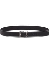 Saint Laurent - Leather Belt With Logo - Lyst
