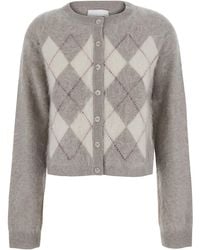 Soft Goat - Cardigan Argyle With V-Neck And Long Sleeves - Lyst