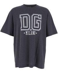Dolce & Gabbana - Crewneck T-Shirt With Logo Print On The Front - Lyst