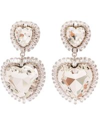 Alessandra Rich - Colored Heart-Shaped Clip-On Earrings With Crystal Embellishment - Lyst