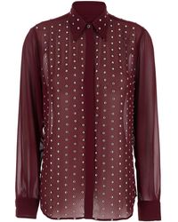 Dries Van Noten - Shirt With Pointed Collar And All-Over Applie - Lyst