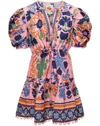 FARM Rio - Pleated Sleeves Ocean Garden Dress - Lyst