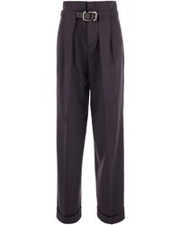 The Attico - Pants With Front Pleats And Front Belt With Buckle In - Lyst