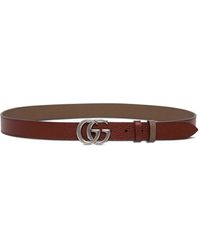 Gucci - Gg Marmont Grained Leather Reversible Belt - Lyst