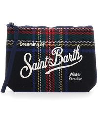 MC2 Saint Barth - 'Aline' Pouch With Check Motif And Logo Let - Lyst