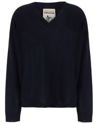 Semicouture - Jade V Neck Thin Wool Pull With V-Neck And Long Sleeves In - Lyst