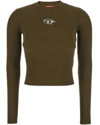 DIESEL - Maglia Crop 'M-Valari' Girocollo Con Logo Sul Fronte - Lyst