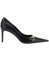 Gucci - Pointed-Toe Pumps With Horsebit Plaque On The Front And Hi - Lyst