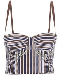 Des Phemmes - Top A Corsetto Con Decorazione Con Cristalli Sul Fronte E - Lyst