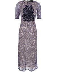 Etro - Abito Lungo Con Maxi Stampa Floreale Sul Fronte E Stampa All-Over - Lyst
