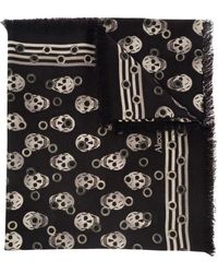Alexander McQueen - Scarf With All-Over Skull Print And Fringed He - Lyst
