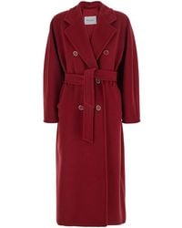 Max Mara - 'Manna' Double-Breasted Coat With Notched Revers And Belt On The Front - Lyst