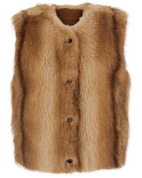 Urbancode - Fur Gilet With Round Collar And Button Closure - Lyst