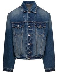 KENZO - E Denim Jacket With Logo Patch And Contrasting Stitching In Cotton Denim - Lyst