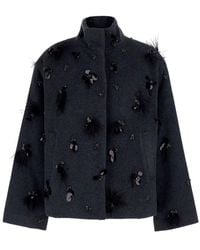 Jonathan Simkhai - High-Neck Coat With Sequin Application - Lyst